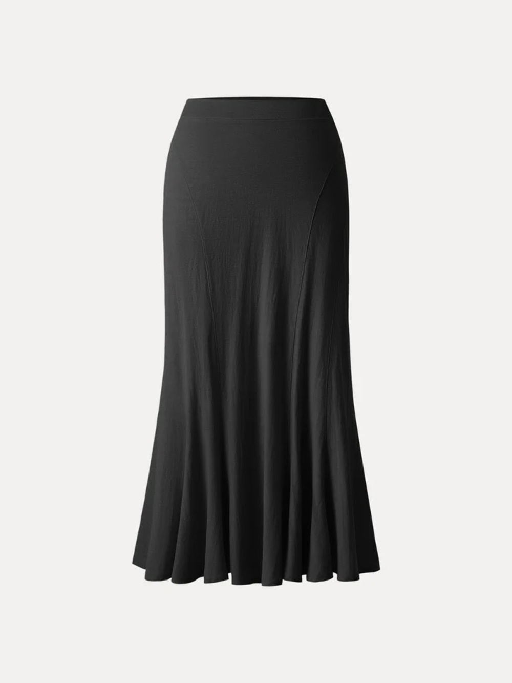 NWT OGL Cotton Linen Wrinkle-resistant Pull-on Midi Skirt in black